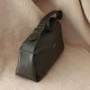 Dark Green Leather Shoulder Bag With Adjustable Strap, Everyday Bag