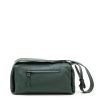 Dark Green Leather Shoulder Bag With Adjustable Strap, Everyday Bag