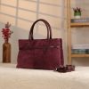 Dark Purple Suede Leather HandBag With Adjustable Shoulder Strap , Everyday Bag 10 Dark Purple Suede Leather HandBag With Adjustable Shoulder Strap , Everyday Bag