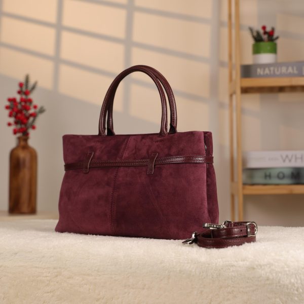 Dark Purple Suede Leather HandBag With Adjustable Shoulder Strap , Everyday Bag 10 Dark Purple Suede Leather HandBag With Adjustable Shoulder Strap , Everyday Bag