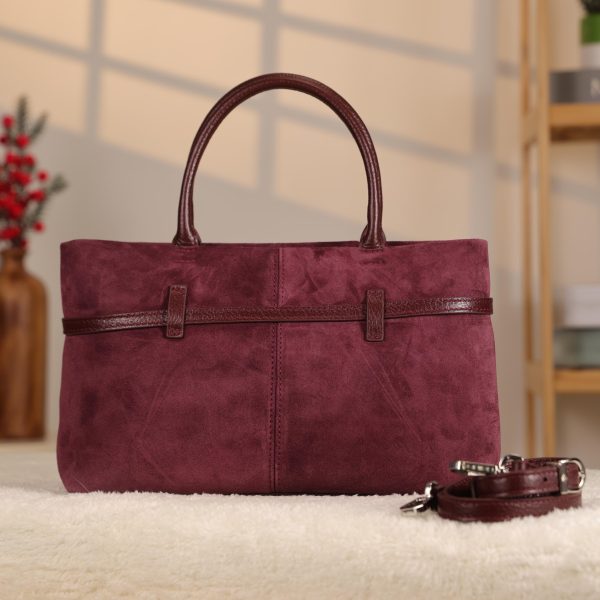 Dark Purple Suede Leather HandBag With Adjustable Shoulder Strap , Everyday Bag 11 Dark Purple Suede Leather HandBag With Adjustable Shoulder Strap , Everyday Bag