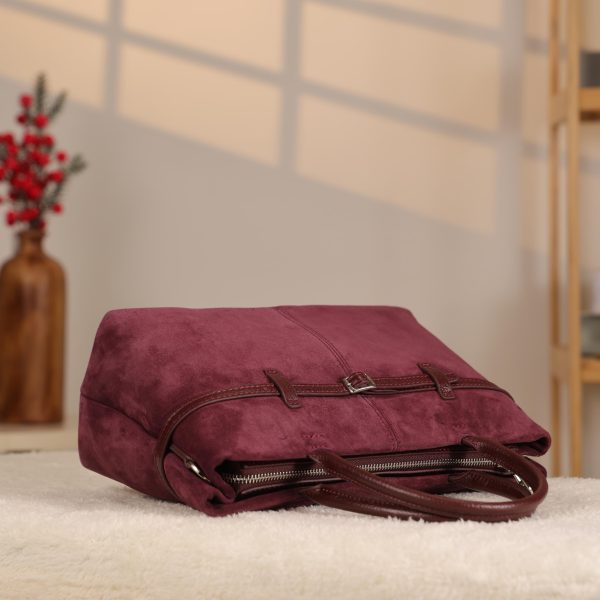 Dark Purple Suede Leather HandBag With Adjustable Shoulder Strap , Everyday Bag 12 Dark Purple Suede Leather HandBag With Adjustable Shoulder Strap , Everyday Bag