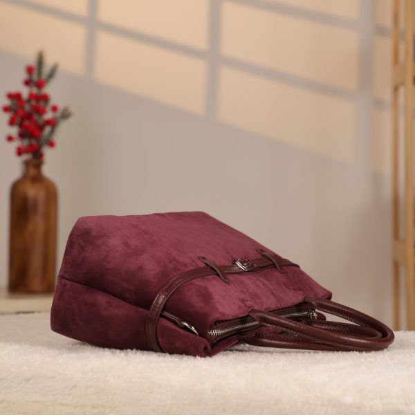 Dark Purple Suede Leather HandBag With Adjustable Shoulder Strap , Everyday Bag 13 Dark Purple Suede Leather HandBag With Adjustable Shoulder Strap , Everyday Bag