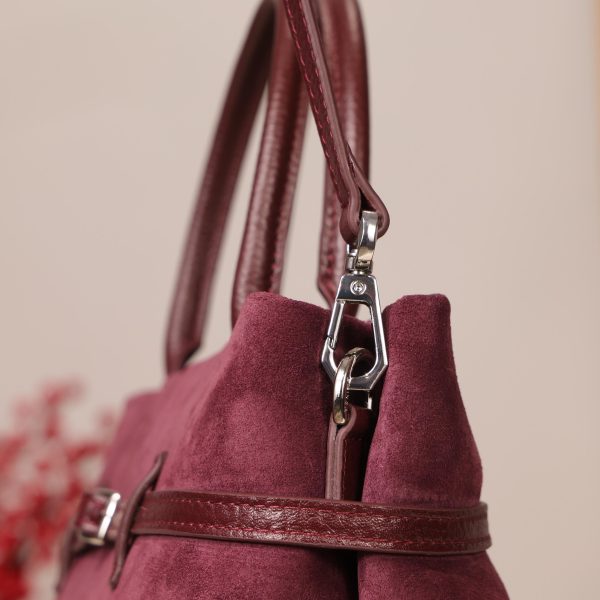 Dark Purple Suede Leather HandBag With Adjustable Shoulder Strap , Everyday Bag 15 Dark Purple Suede Leather HandBag With Adjustable Shoulder Strap , Everyday Bag