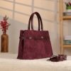 Dark Purple Suede Leather HandBag With Adjustable Shoulder Strap , Everyday Bag 3 Dark Purple Suede Leather HandBag With Adjustable Shoulder Strap , Everyday Bag