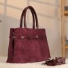 Dark Purple Suede Leather HandBag With Adjustable Shoulder Strap , Everyday Bag 4 Dark Purple Suede Leather HandBag With Adjustable Shoulder Strap , Everyday Bag