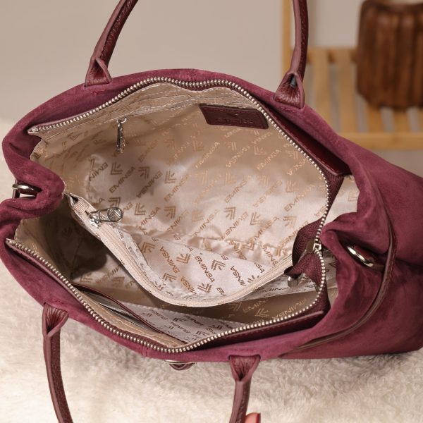 Dark Purple Suede Leather HandBag With Adjustable Shoulder Strap , Everyday Bag 6 Dark Purple Suede Leather HandBag With Adjustable Shoulder Strap , Everyday Bag
