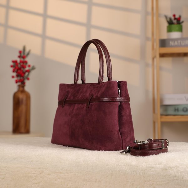 Dark Purple Suede Leather HandBag With Adjustable Shoulder Strap , Everyday Bag 7 Dark Purple Suede Leather HandBag With Adjustable Shoulder Strap , Everyday Bag