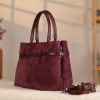 Dark Purple Suede Leather HandBag With Adjustable Shoulder Strap , Everyday Bag 8 Dark Purple Suede Leather HandBag With Adjustable Shoulder Strap , Everyday Bag