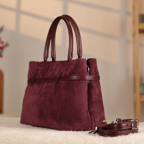Dark Purple Suede Leather HandBag With Adjustable Shoulder Strap , Everyday Bag 8 Dark Purple Suede Leather HandBag With Adjustable Shoulder Strap , Everyday Bag
