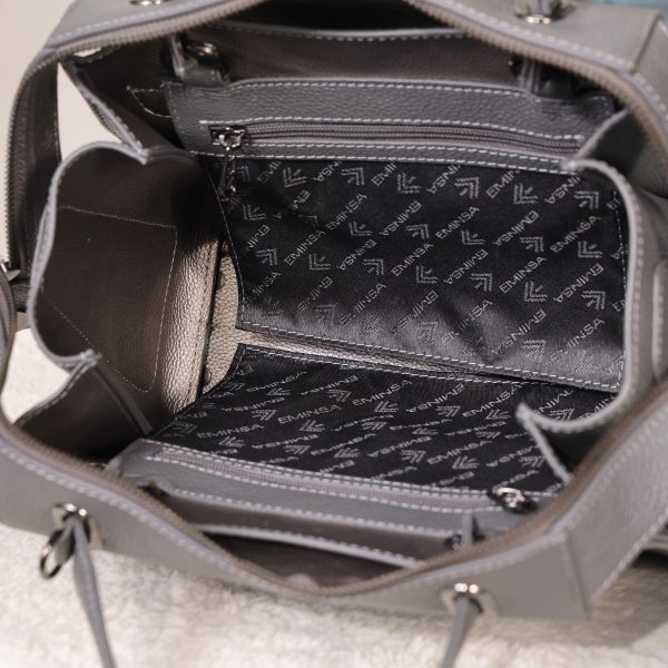Gray Colour Real Leather HandBag - Versatile / Multi-Compartment Bag with Shoulder Strap 12 Gray Colour Real Leather HandBag - Versatile / Multi-Compartment Bag with Shoulder Strap