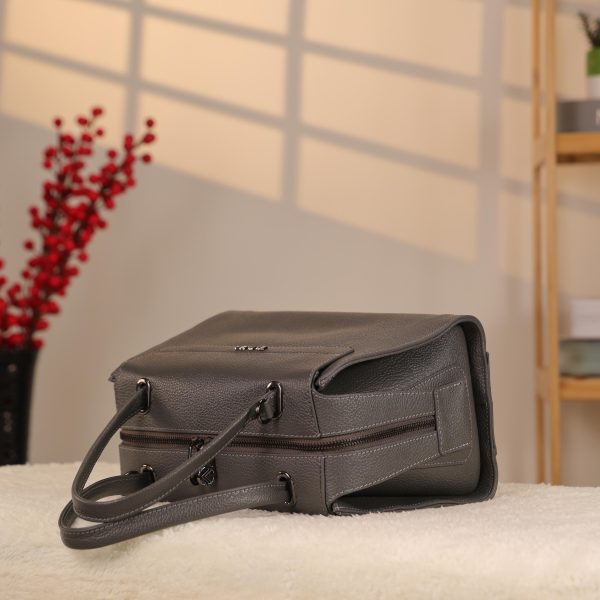 Gray Colour Real Leather HandBag - Versatile / Multi-Compartment Bag with Shoulder Strap 4 Gray Colour Real Leather HandBag - Versatile / Multi-Compartment Bag with Shoulder Strap