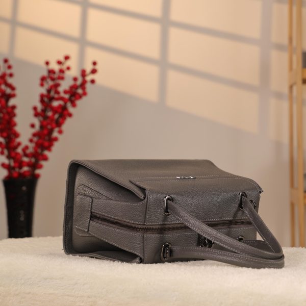Gray Colour Real Leather HandBag - Versatile / Multi-Compartment Bag with Shoulder Strap 8 Gray Colour Real Leather HandBag - Versatile / Multi-Compartment Bag with Shoulder Strap