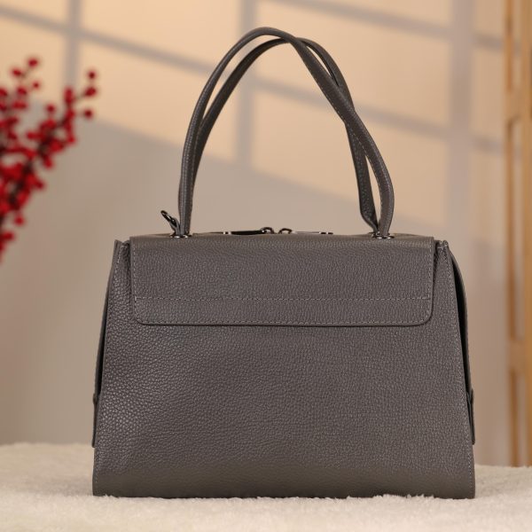 Gray Colour Real Leather HandBag - Versatile / Multi-Compartment Bag with Shoulder Strap 9 Gray Colour Real Leather HandBag - Versatile / Multi-Compartment Bag with Shoulder Strap