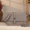 Gray Colour Real Leather Shoulder Bag / Handbag With Shoulder Strap, Zippered and Magnetic Closure