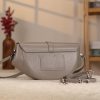 Gray Colour Real Leather Shoulder Bag / Handbag With Shoulder Strap, Zippered and Magnetic Closure