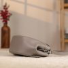 Gray Colour Real Leather Shoulder Bag / Handbag With Shoulder Strap, Zippered and Magnetic Closure