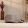 Gray Colour Real Leather Shoulder Bag / Handbag With Shoulder Strap, Zippered and Magnetic Closure