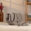 Gray Colour Real Leather Shoulder Bag / Handbag With Shoulder Strap, Zippered and Magnetic Closure