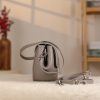 Gray Colour Real Leather Shoulder Bag / Handbag With Shoulder Strap, Zippered and Magnetic Closure