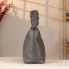 Gray Genuine Leather Handbag - Zippered and With Shoulder Strap 8 Gray Genuine Leather Handbag - Zippered and With Shoulder Strap
