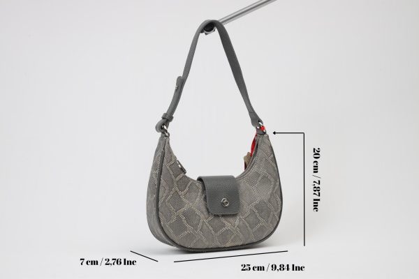 Gray Leather Handbag With Shoulder Strap-Magnetic Closured-Zippered 13 Gray Leather Handbag With Shoulder Strap-Magnetic Closured-Zippered