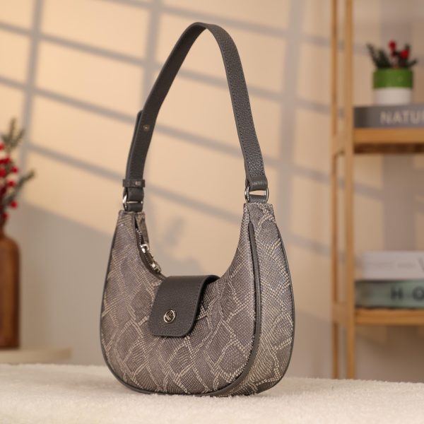 Gray Leather Handbag With Shoulder Strap-Magnetic Closured-Zippered 2 Gray Leather Handbag With Shoulder Strap-Magnetic Closured-Zippered