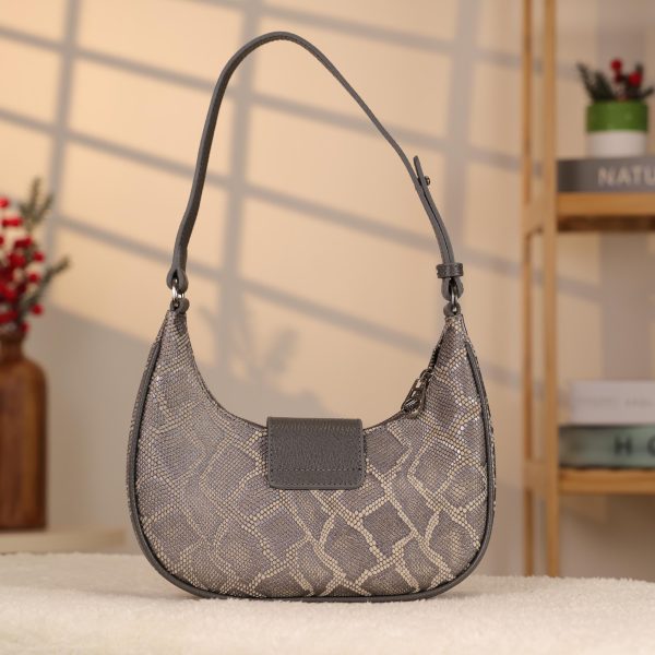 Gray Leather Handbag With Shoulder Strap-Magnetic Closured-Zippered 3 Gray Leather Handbag With Shoulder Strap-Magnetic Closured-Zippered