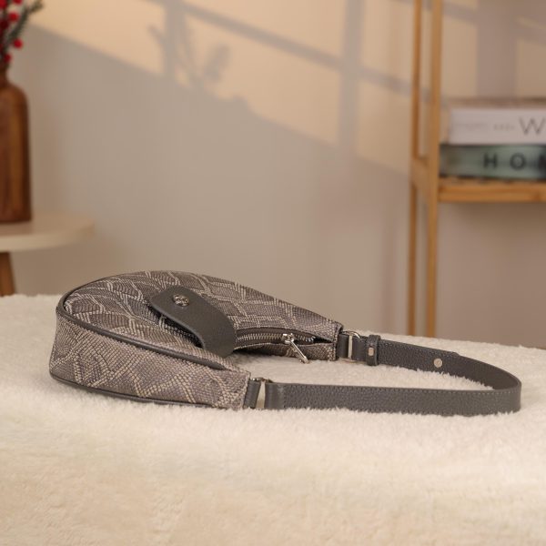 Gray Leather Handbag With Shoulder Strap-Magnetic Closured-Zippered 8 Gray Leather Handbag With Shoulder Strap-Magnetic Closured-Zippered