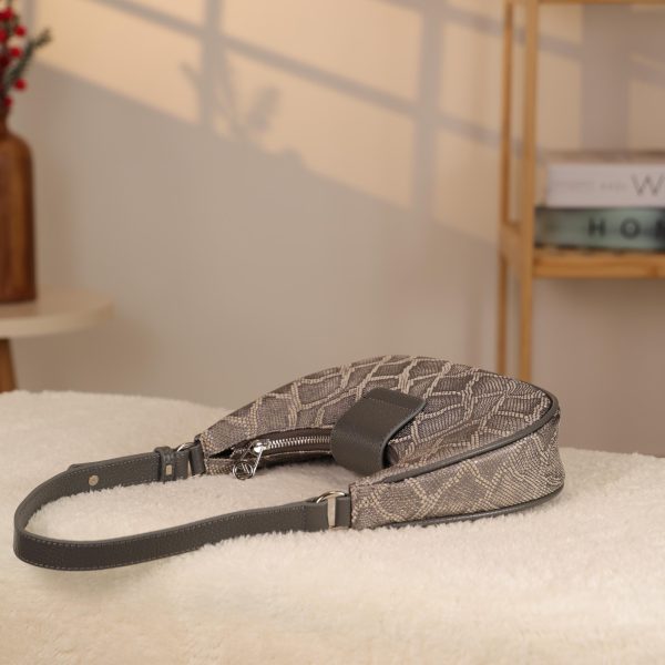 Gray Leather Handbag With Shoulder Strap-Magnetic Closured-Zippered 9 Gray Leather Handbag With Shoulder Strap-Magnetic Closured-Zippered