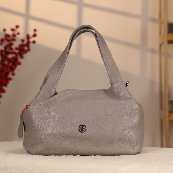 Gray Leather Shoulder Bag and Handbag , Multi-Purpose and Zippered 2 Gray Leather Shoulder Bag and Handbag , Multi-Purpose and Zippered
