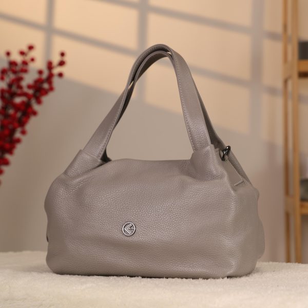 Gray Leather Shoulder Bag and Handbag , Multi-Purpose and Zippered 4 Gray Leather Shoulder Bag and Handbag , Multi-Purpose and Zippered