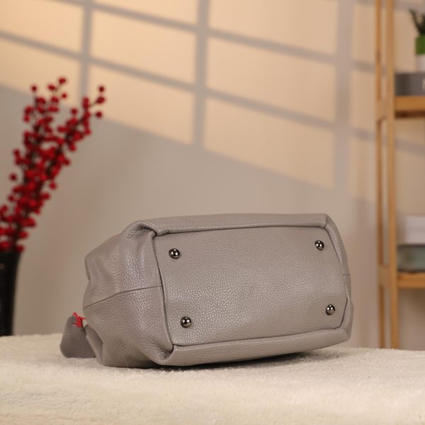 Gray Leather Shoulder Bag and Handbag , Multi-Purpose and Zippered 5 Gray Leather Shoulder Bag and Handbag , Multi-Purpose and Zippered