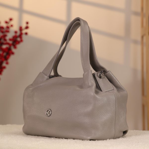 Gray Leather Shoulder Bag and Handbag , Multi-Purpose and Zippered 6 Gray Leather Shoulder Bag and Handbag , Multi-Purpose and Zippered
