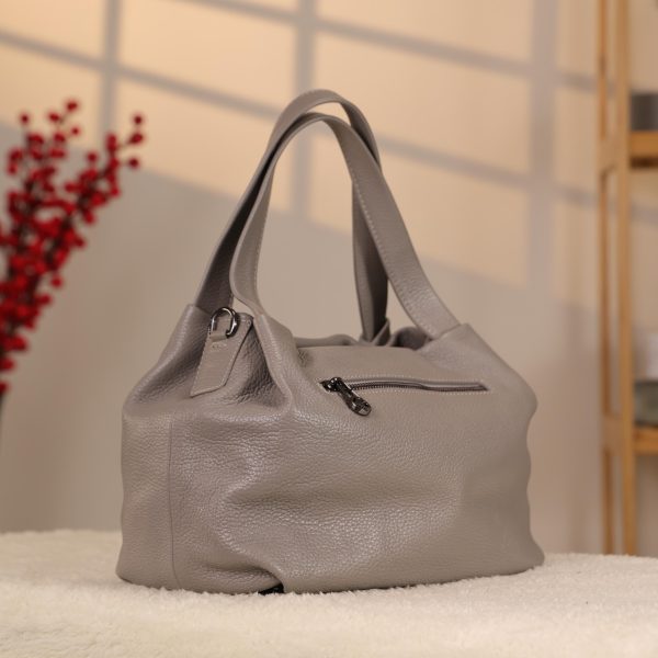 Gray Leather Shoulder Bag and Handbag , Multi-Purpose and Zippered 8 Gray Leather Shoulder Bag and Handbag , Multi-Purpose and Zippered