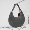 Gray Leather Shoulder Bag / Handbag With Ajustable Shoulder Strap , Zippered and All Season