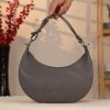 Gray Leather Shoulder Bag / Handbag With Ajustable Shoulder Strap , Zippered and All Season