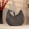 Gray Leather Shoulder Bag / Handbag With Ajustable Shoulder Strap , Zippered and All Season