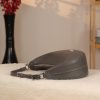 Gray Leather Shoulder Bag / Handbag With Ajustable Shoulder Strap , Zippered and All Season
