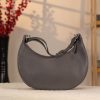 Gray Leather Shoulder Bag / Handbag With Ajustable Shoulder Strap , Zippered and All Season