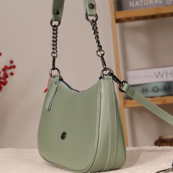 Green Leather Handbag and Everyday Bag With Shoulder Strap 9 Green Leather Handbag and Everyday Bag With Shoulder Strap