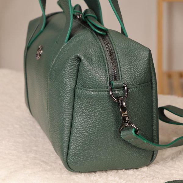 Green Leather Handbag With Shoulder Strap / Zippered / Everyday Bag 11 Green Leather Handbag With Shoulder Strap / Zippered / Everyday Bag