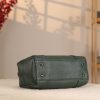 Green Leather Handbag With Shoulder Strap / Zippered / Everyday Bag 3 Green Leather Handbag With Shoulder Strap / Zippered / Everyday Bag