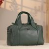 Green Leather Handbag With Shoulder Strap / Zippered / Everyday Bag 5 Green Leather Handbag With Shoulder Strap / Zippered / Everyday Bag