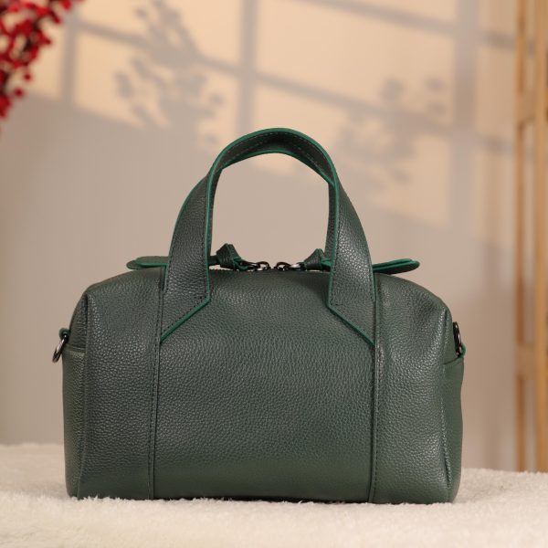 Green Leather Handbag With Shoulder Strap / Zippered / Everyday Bag 6 Green Leather Handbag With Shoulder Strap / Zippered / Everyday Bag