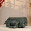 Green Leather Handbag With Shoulder Strap / Zippered / Everyday Bag 7 Green Leather Handbag With Shoulder Strap / Zippered / Everyday Bag