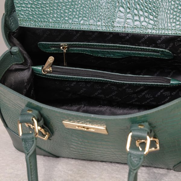 Green Luxury Handbag From Real Cow Leather With Shoulder Strap 5 Green Luxury Handbag From Real Cow Leather With Shoulder Strap