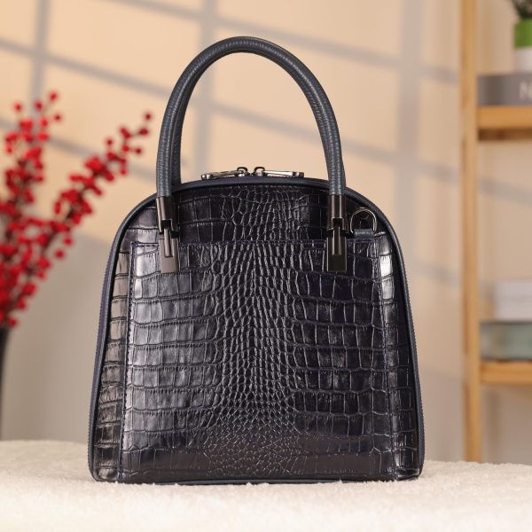 Navy Blue Leather Handbag With Shoulder Strap - Multi-Compartment 10 Navy Blue Leather Handbag With Shoulder Strap - Multi-Compartment