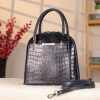 Navy Blue Leather Handbag With Shoulder Strap - Multi-Compartment 2 Navy Blue Leather Handbag With Shoulder Strap - Multi-Compartment
