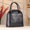 Navy Blue Leather Handbag With Shoulder Strap - Multi-Compartment 3 Navy Blue Leather Handbag With Shoulder Strap - Multi-Compartment